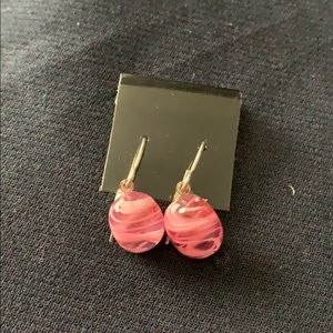 Hand made pink glass dangle earrings
